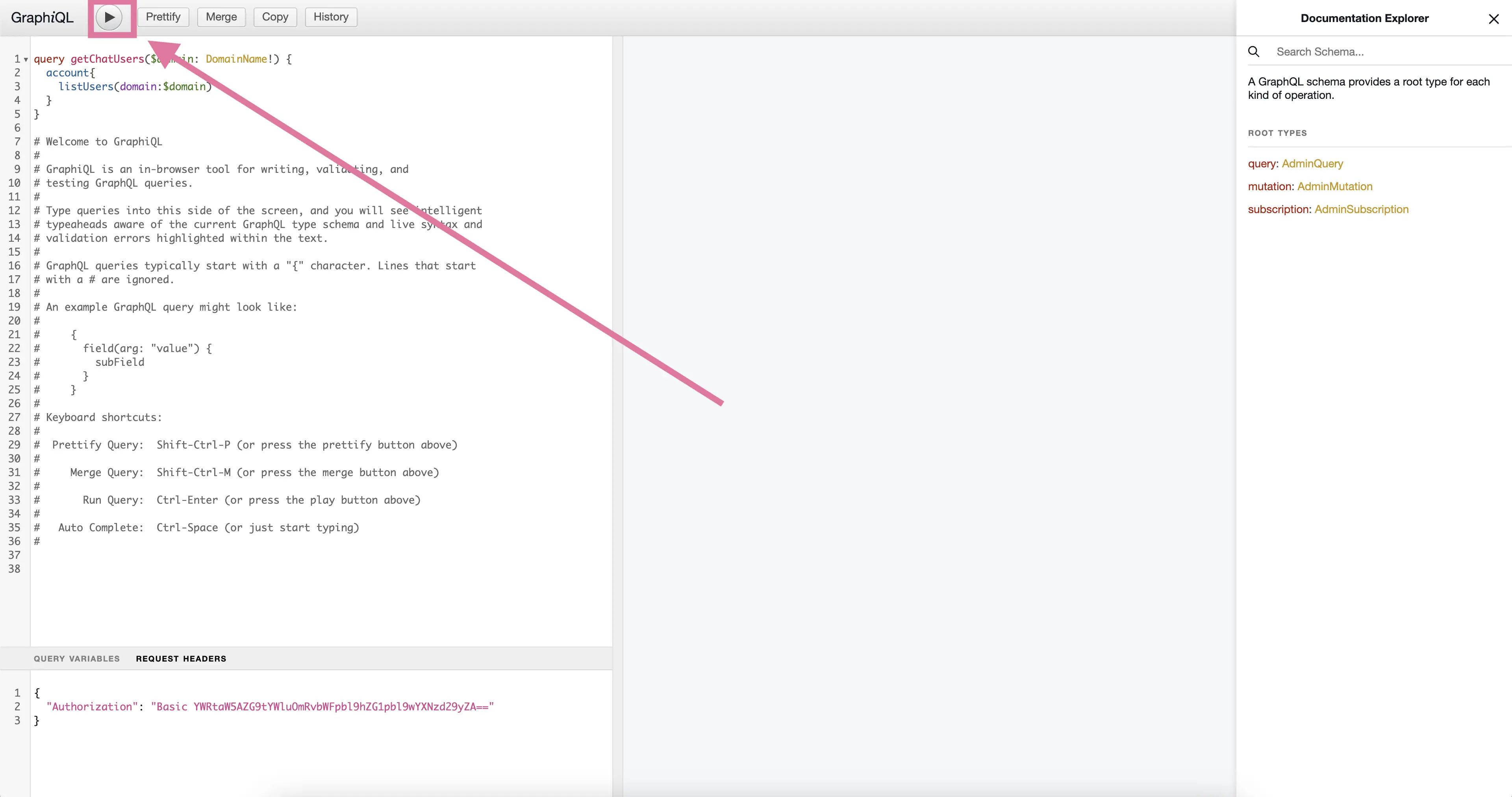 Execute query button